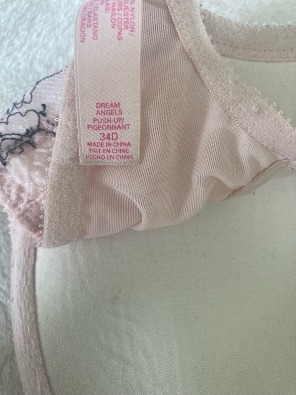 Victoria's Secret Pale Pink Lace Embellished Push-Up Bra - Picture 5 of 6